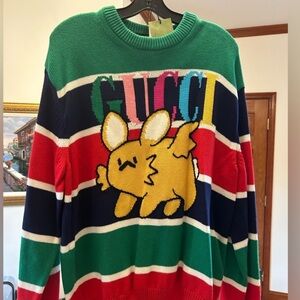 Men’s Gucci cable knit Multicolor Striped Sweater. NWT . Size large !